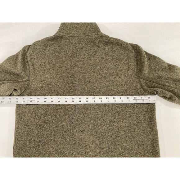 Eddie Bauer Men’s S Green Fleece Quarter Zip Sweater Outdoor Hiking Camping - Picture 6 of 8